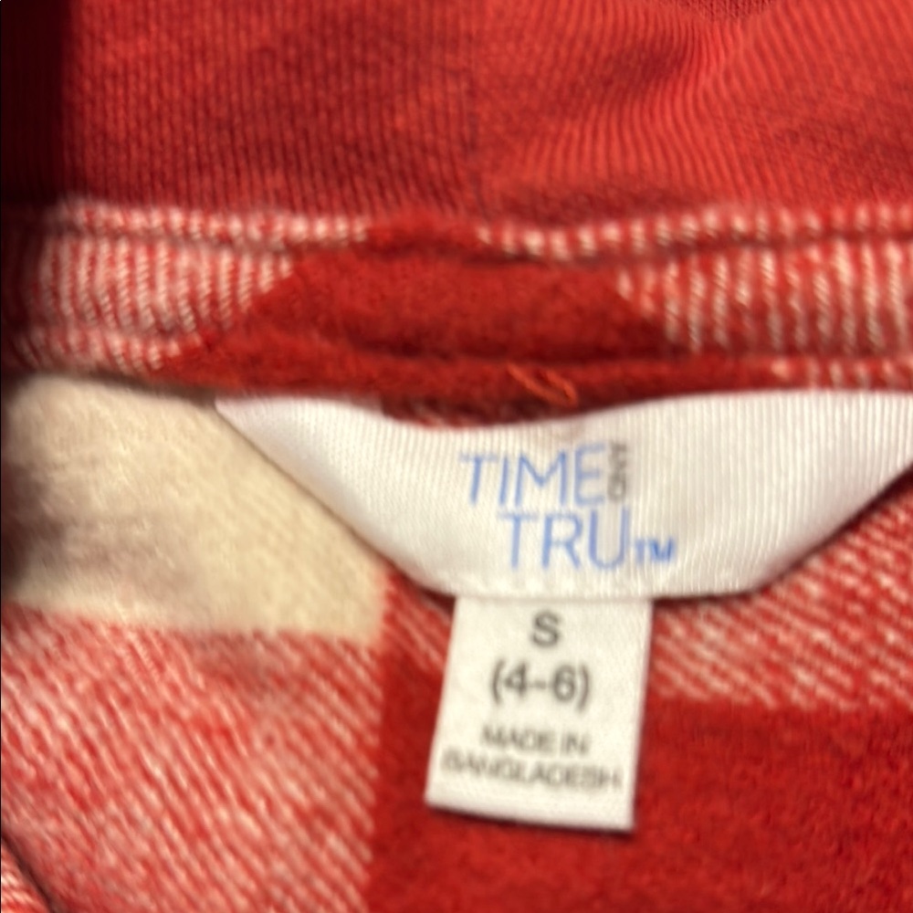 Time and Tru Red Plaid Shirt with hood size small (4-6) - Picture 2 of 7